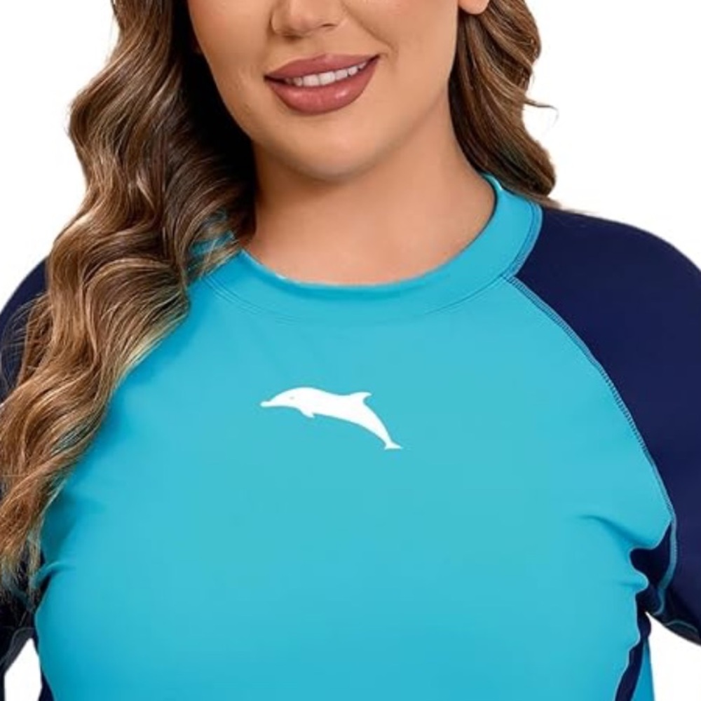 3/$10 Halcurt Blue Dolphin Women's Swim Rash Guard